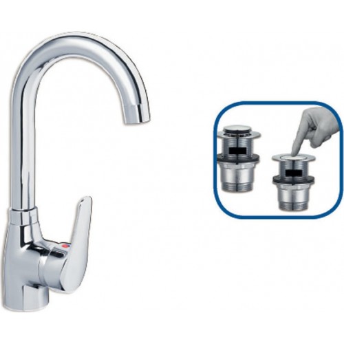 Viospiral Poem Αναμεικτική Μπαταρία Νιπτήρα Ψηλή Ασημί 36-6094